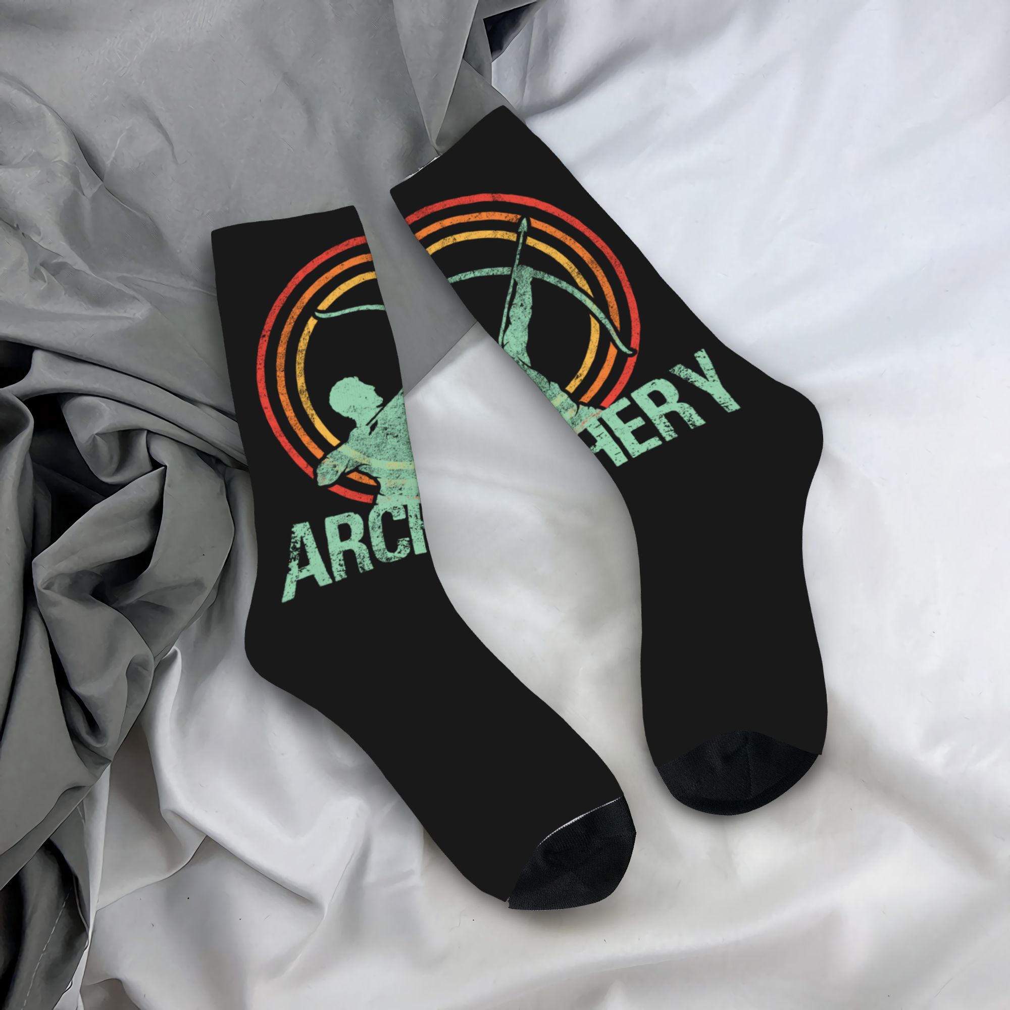 Vintage Fashion For Mens - Maßgeschneiderte Retro-Bogenschießen-Pfeil-Bogen-Herrensocken, Unisex-Mode-Vintage-Bogenschützen-Socken für Frühling, Sommer,