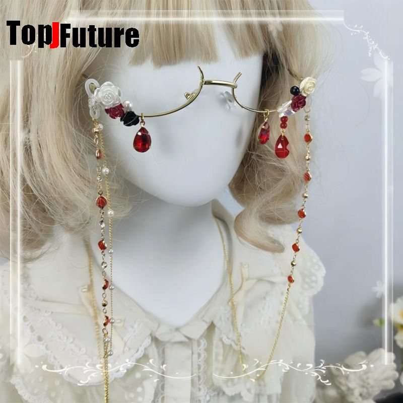 Vintage Fashion Subculture - Damen-Brille im Harajuku-Subkultur-Lolita-Stil, handgefertigt, mit floralen