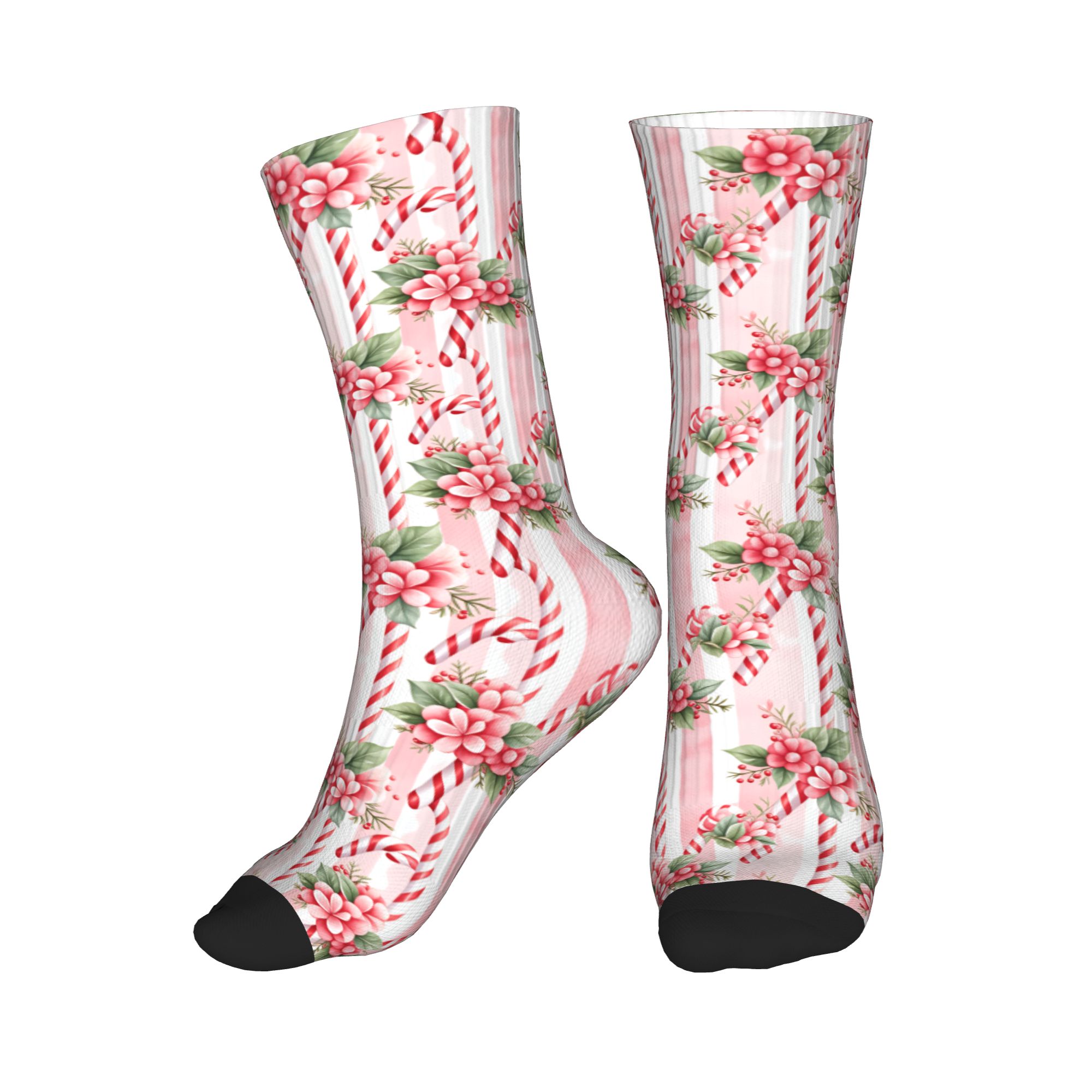 Vintage Fashion For Mens - Modische bedruckte Vintage-Socken mit rosa Zuckerstangen-Weihnachtsmuster