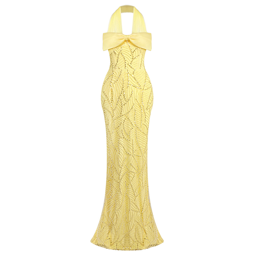 Vintage Gelbes Netz-Pailletten – Vintage Fashion Exhibition Bewertung und Preis