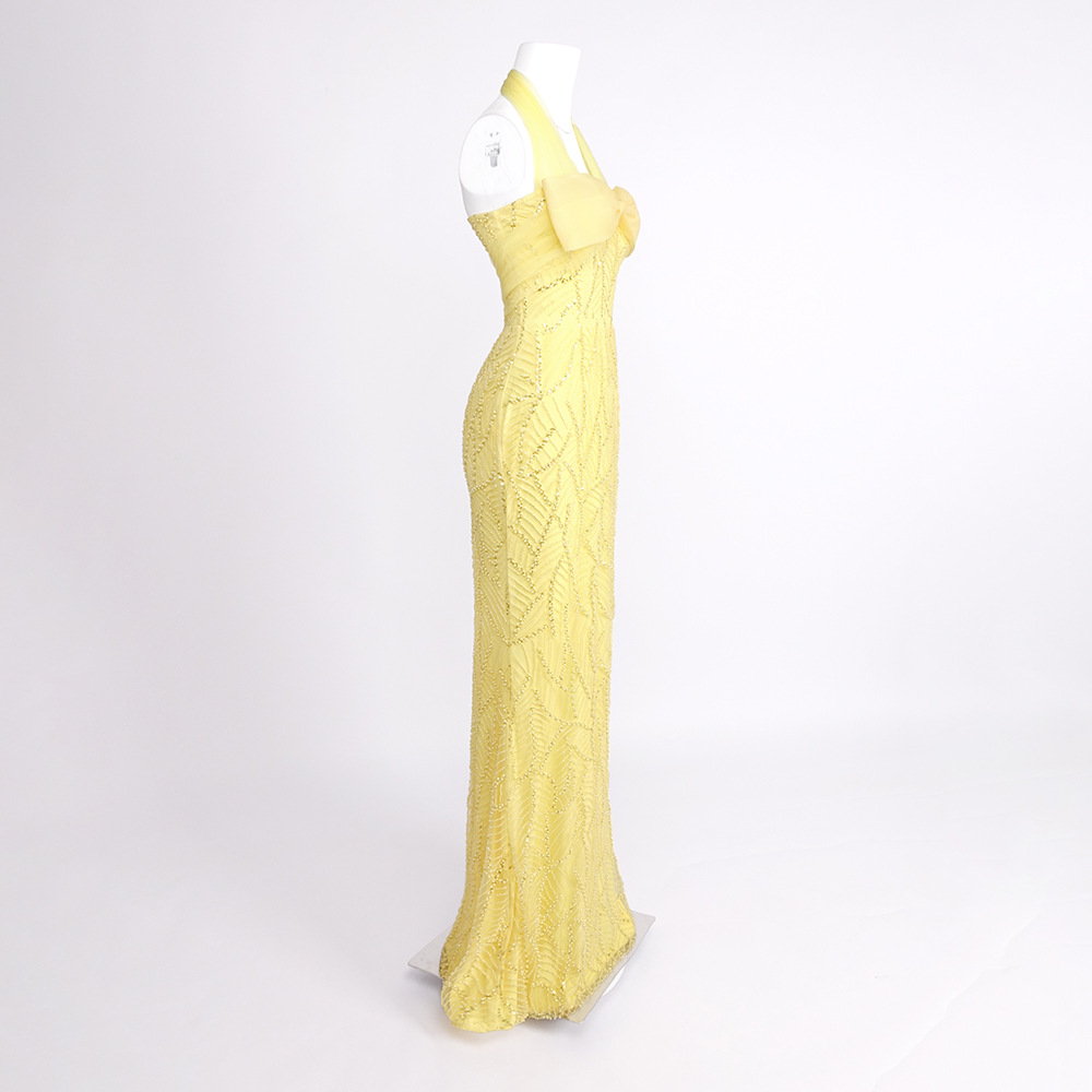 Vintage Gelbes Netz-Pailletten – Vintage Fashion Exhibition Bewertung und Preis